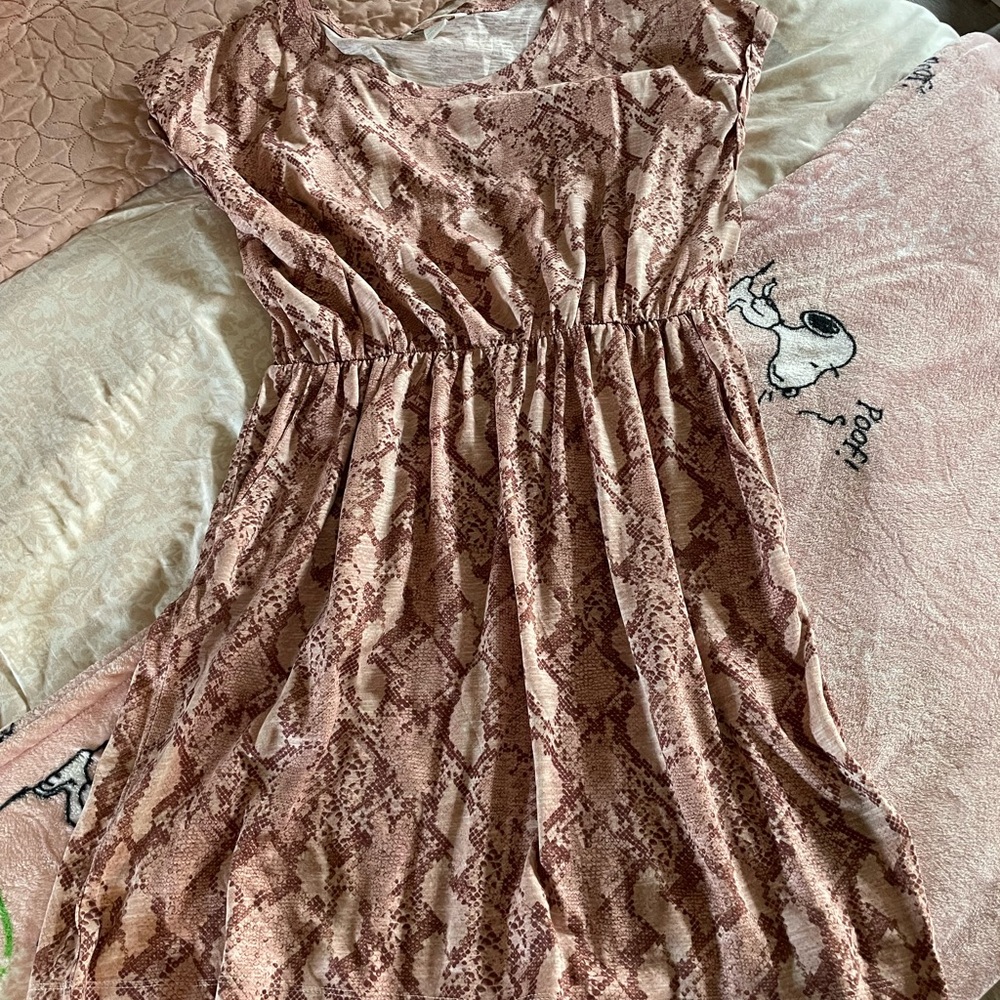 H&M Snake Print Mini Dress - Pink and Brown